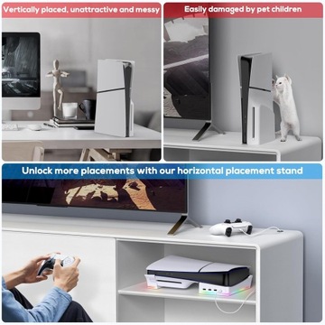 Горизонтальная подставка RGB USB HUB для консоли PLAYSTATION 5 SLIM, базовый держатель PS5 SLIM