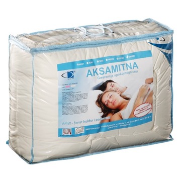 ANTYALERGICZNA KOŁDRA AKSAMITNA 160x200 CAŁOROCZNA ECRU PUSZYSTA AMW JAKOŚĆ