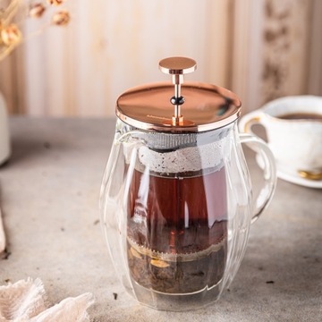 ПОРШНЕВАЯ СТЕКЛЯННАЯ ЗАварочная машина ДЛЯ ЧАЯ/КОФЕ KLAUSBERG 600МЛ ROSEGOLD GOLD