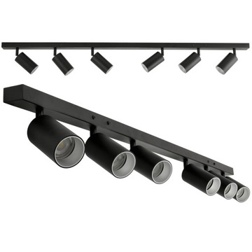 Lampa Sufitowa Szyna Spot Oprawa Halogenowa GU10 6xGU10 Regulowana Srebrna