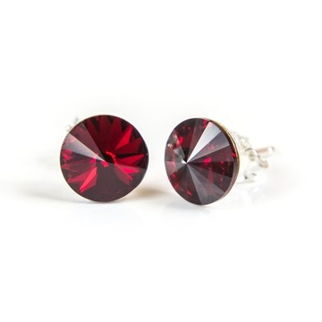 Srebrne Kolczyki 925 z kr. Swarovski Rivoli 8 Siam