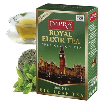 IMPRA GREEN herbata ZIELONA LIŚCIASTA royal elixir tea CEJLOŃSKA 100 G