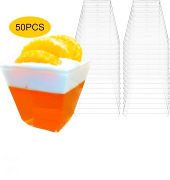 Pucharki kwadratowe + łyżeczki 60 ml 50 szt deser