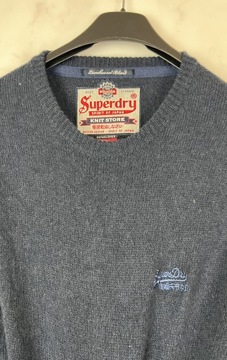 Superdry Sweter Granatowy Wełna Jagnięca S 36