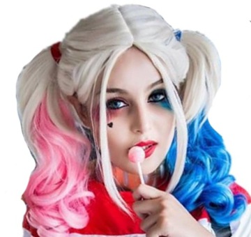 Peruka Harley Quinn Włosy Przebranie Kostium