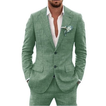 Slub Cotton Linen Suiting Fabric Full Men's Suit L