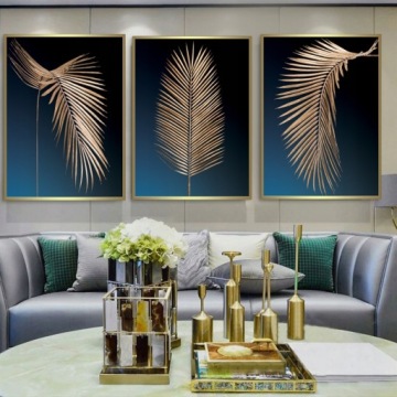 3x Набор ПОСТЕРОВ А1 50Х70 см ЗОЛОТЫЕ ПАЛЬМОВЫЕ ЛИСТЬЯ ДЛЯ КАРТИН СПАЛЬНИ ФОНОВ