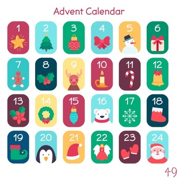 РОЖДЕСТВЕНСКИЕ НАКЛЕЙКИ АДВЕНТ-КАЛЕНДАРЬ 48 20x20
