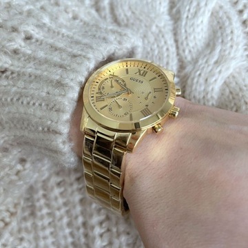 Złoty zegarek Guess Solar z bransoletką W1070L2