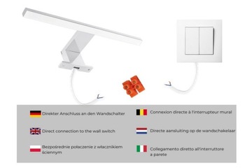 Lustro łazienkowe ścienne z półką i oświetleniem LED - PREMIUM - BIAŁE MAT