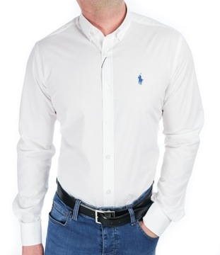 KOSZULA POLO RALPH LAUREN KLASYCZNA DOPASOWANA CASUAL SLIM FIT BIAŁA L