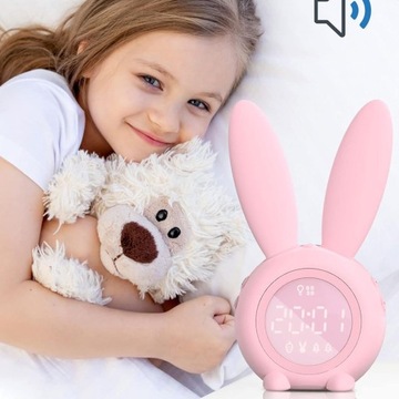 НОЧНИК ДЕТСКИЙ БУДИЛЬНИК КРОЛИК ЧАСЫ ДЛЯ ДЕТЕЙ