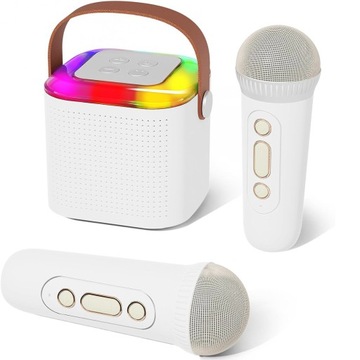 Głośnik do karaoke Odtwarzacz muzyczny Kolorowe LED z 2 mikrofonami