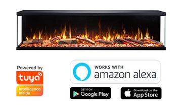 AFLAMO KOMINEK NA PRĄD BEZ FUNKCJI GRZANIA LED UNIQUE 180 NH TRZY SZYBY