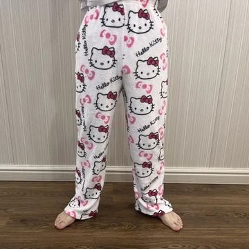 ЖЕНСКИЕ ТЕПЛЫЕ ФЛАНЕЛЕВЫЕ ПИЖАМНЫЕ БРЮКИ HELLO KITTY МЯГКИЕ УДОБНЫЕ УЗОРЫ