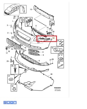 Prawy ślizg zderzaka Volvo S40, V50 OE 30744957