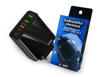 SZYBKA MOCNA ŁADOWARKA SIECIOWA ZASILACZ 4x USB PD 20W QUICK CHARGE 3.0