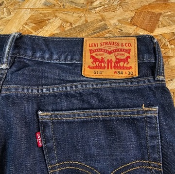 Spodnie Jeansowe LEVIS 514 Granatowe Proste Dżins Denim 34x30