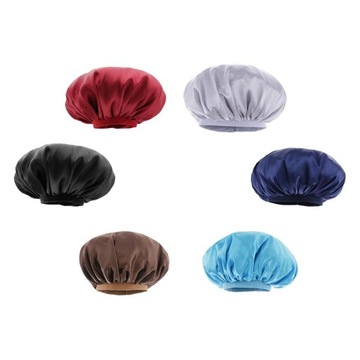 Satynowa elastyczna czapka z szerokim paskiem do spania