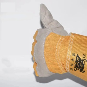 Перчатки сварочные желтые матерчатые двухслойные из воловьей кожи