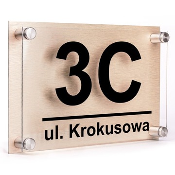 TABLICZKA ADRESOWA PLEKSA ALUMINIUM+DYSTANSE KOŁKI