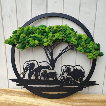 ДЕРЕВО со мхом 50см 4 слона под елкой 3 цвета Мох ПРЕМИУМ