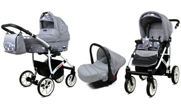 BabyLux Wózek 3w1 dziecięcy spacerówka Largo ALU