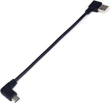 KABEL DO TRANSMISJI DANYCH USB C - USB KĄTOWY CZARNY 20CM