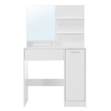 Toaletka z lustrem do makijażu Vasagle biała matowa 80 x 132 x 40cm