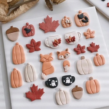 Осенний набор заклепок, резцы для полимерной глины, листья, белка, тыква, орехи, осенняя колонка