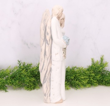 Гипсовый свадебный ангел для пары, белый, 34 см.