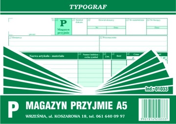 DRUK 01033 MAGAZYN PRZYJMIE A5 TYPOGRAF