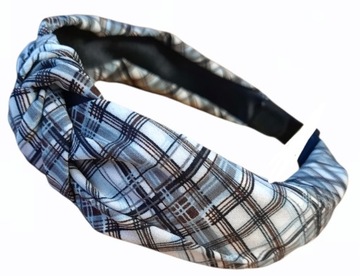 OPASKA DO WŁOSÓW SZEROKA w KRATKĘ WĘZĘŁ TURBAN