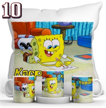 КРУЖКА ГУБКА БОБ + ПОДУШКА + НАБОР ИМЕНИ