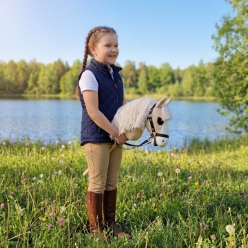 HOBBY HORSE — БОЛЬШАЯ ИГРУШЕЧНАЯ ЛОШАДКА НА ПАЛКЕ, А3, БЕЖЕВАЯ, С УЗДЕЧКОЙ И ВОЖЖАМИ + БЛОКНОТ