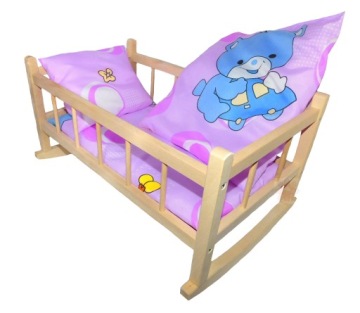 DUŻA KOŁYSKA 50CM DREWNIANA DLA LALEK BEZ POŚCIELI