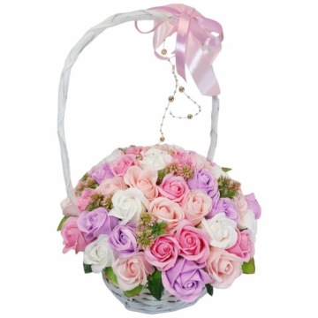 КРАСИВЫЙ большой букет-корзина мыльные розы 50 шт мыльные цветы ПОДАРОК