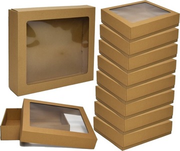 Pudełko karton z OKIENKIEM 360x300x80mm Do Pakowania PREZENTÓW 10szt.