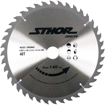 TARCZA WIDIOWA DO CIĘCIA DREWNA 250x30x40T STHOR