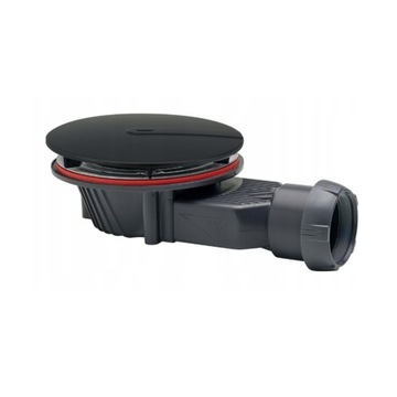 Syfon BRODZIKOWY 90 mm suchy ULTRASLIM w zestawie czarny matowy grzybek