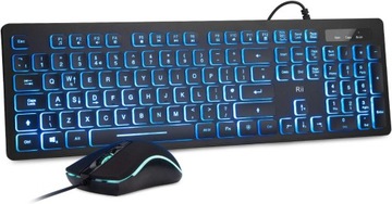 Rii Klawiatura gamingowa myszka zestaw LED QWERTY przewodowa