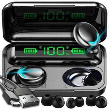 SŁUCHAWKI BEZPRZEWODOWE BLUETOOTH 5.1 + POWERBANK WYŚWIETLACZ LED