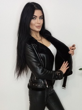 Рамонс -овчина с декоративным ремнем черное