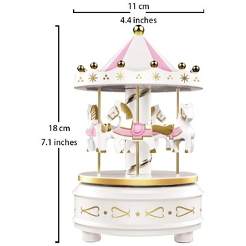 Музыкальная шкатулка Механическая карусель со светодиодным световым шоу Рождественский подарок