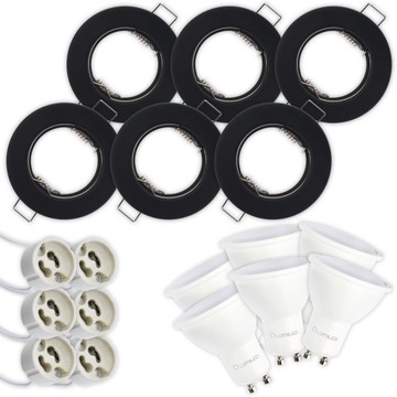 6x Oprawa HALOGENOWA STAŁA Czarny + LED GU10 3W