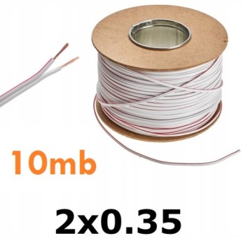 PRZEWÓD KABEL do LED 2 żyłowy 10mb 2x0,35 BIAŁY