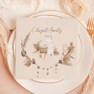 ZESTAW ozdoba dekoracja stołu chrzest styl BOHO