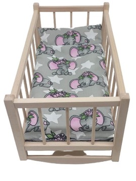 KOŁYSKA DLA LALEK DREWNIANA DLA LALKI +POŚCIEL 3EL