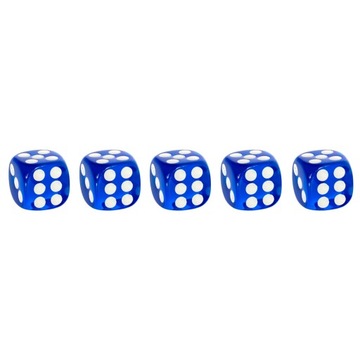 ZESTAW 5 KOSTEK K6 RPG GRANATOWA TRANSPARENTNA KOŚĆ SZEŚCIOŚCIENNA 1,6 CM