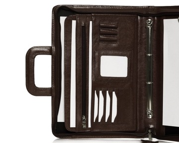 SKÓRZANA AKTÓWKA TECZKA BIWUAR NA DOKUMENTY SOLOME Z RĄCZKĄ